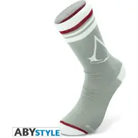 Abystyle Unisexe, Chaussettes, Calze Assassin's Creed Grey / White Crest, Blanc, Gris, Rouge, Multicolore, (Une unité par pack, Taille unique)