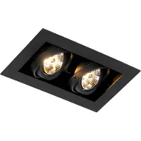 QAZQA Spot encastrable intelligent noir 2 lumières réglable avec 2 Wifi GU10 70mm - Oneon 70