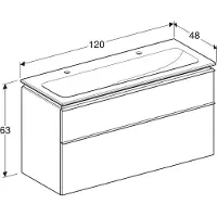 Geberit iCon Set lavabo pour meubles avec meuble sous-lavabo, 2 tiroirs, 120x63x48 cm, 502334, 502.338.JL.1
