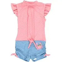 Playshoes Maillot de bain bleu pastel / rose ancienne / blanc