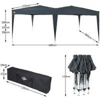 Deuba Tonnelle de jardin 3x6m Pop-up réglable anthracite