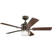 Kichler Lyndon Patio ventilateur de plafond silencieux avec 3x E27 douille Ø132cm + télécommande, Ventilateur, Bronze