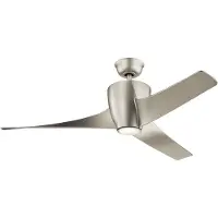 Kichler Phree ventilateur de plafond silencieux avec lumière LED Ø142cm + télécommande Nickel, Ventilateur, Argent
