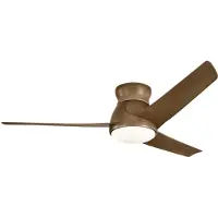 Kichler Eris ventilateur de plafond silencieux avec lumière LED Ø152cm IP44 extérieur + télécommande noix, Ventilateur, Marron