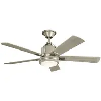 Kichler Colerne ventilateur de plafond silencieux avec lumière LED Ø132cm bois + télécommande, Ventilateur, Argent