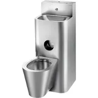 Delabie combinaison sanitaire KOMPACT WT WC mural avec cuvette en acier inoxydable 1.4301 satiné