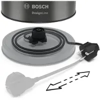 Bosch TWK5P475. Capacité du réservoir d'eau : 1,7 l. Puissance : 2400 W. Couleur du produit : gris, Matériau du boîtier : acier inoxydable, Indicateur de niveau d'eau. Sans fil. Filtration (TWK5P475)