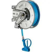 Delabie Dérouleur de tuyau , automatique. Adaptateur pour tuyau de 15 mètres, pistolet de nettoyage.