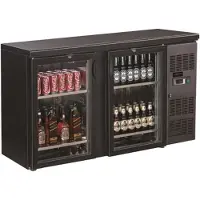 CombiSteel Réfrigérateur de bar noir à 2 portes vitrées