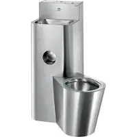 Delabie Ensemble sanitaire KOMPACT avec réservoir de chasse WC solénoïde droite acier inoxydable 1.4301 satiné