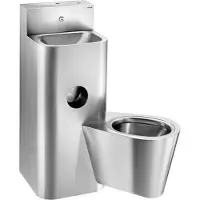 Delabie Combinaison KOMPACT avec lavabo Réservoir de chasse d'eau WC mural droite Edst. 1.4301 sat