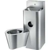 Delabie Combi Compact pour urinoir avec réservoir de chasse WC mural gauche acier inoxydable 1.4301 satiné