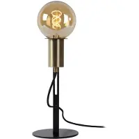 Lucide MALCOLM - Lampe à poser E27 (Max 60W, Noir avec laiton, bras flexible)
