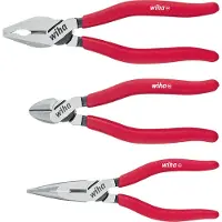 Wiha 26850 Jeu De Pinces Classic Pour Circlips - Pince Universelle - Pince Demi-ronde - Pince Coupante Diagonale - 3 Pcs