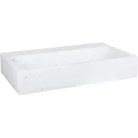 Differnz Flat Lavabo pour WC 38x24x8cm 1 trou de robinet à droite mat Rectangulaire Marbre Blanc 38.005.40