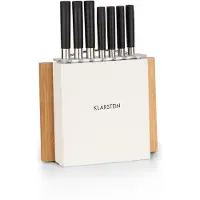 Klarstein Couteau Cuisine, Lot 7 Couteau de Cuisine Professionnel avec Bloc, Set Couteaux et Ustensiles de Cuisine en Acier Inoxydable, Blocs Couteaux Professionnelle avec Planche, Résistants Rayures