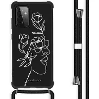 IMoshion Coque Design avec cordon pour Samsung Galaxy A72 - Woman Flower Black