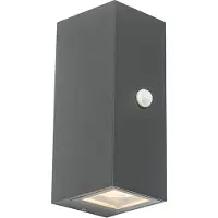 QAZQA Applique murale gris foncé avec 2 lumières IP44 avec détecteur de mouvement - Baleno