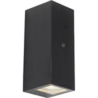 QAZQA Applique murale noire 2 lumières IP44 avec capteur crépusculaire - Baleno II