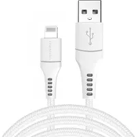 IMoshion Câble Lightning vers USB - Certifié MFi - Textile tressé - 3 mètres - Blanc
