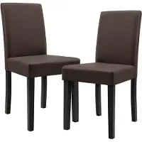 En.casa Chaise de salle à manger 'Hamburg' set de 2 chaises rembourrées en similicuir pieds en bois brun