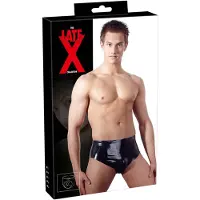 Late X Sous-vêtement masculin avec gode anal conique interne (noir) - M