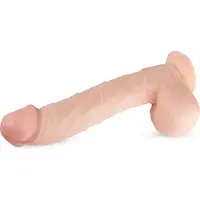 Huismerk Lexon - gode réaliste avec testicules - 33cm - couleur chair
