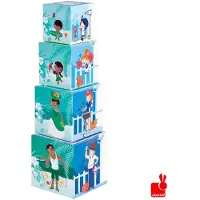 Janod Pyramide geo cubes - - 02949 - jouet a empiler
