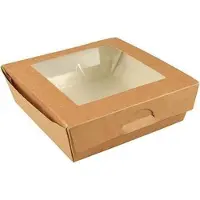 Papstar Bouteilles d'épicerie fine avec fenêtre en PLA, Contenant à usage unique, Marron