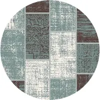 FRAAI Tapis patchwork rond | Spring Vert/Gris | Ø 100cm | Vert | Polypropylène | Rond