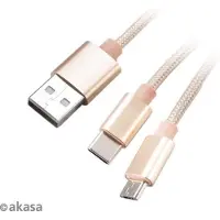 Akasa AK-CBUB42-12GL Câble USB 1,2 m USB 2.0 USB A USB C/Micro-USB B Or (AK-CBUB42-12GL)