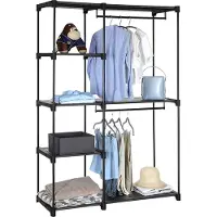 Songmics Armoire De Rangement, Penderie Pliable, Dressing, Armoire Métallique, Avec Barres De Suspension, Porte-Vêtements, 112 X 43 X 165 Cm, Noir