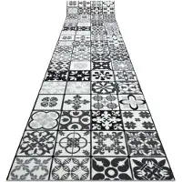 Rugsx TAPIS DE COULOIR antidérapant AZULEJO PATCHWORK, CARREAUX DE LISBONNE gris / noir 80x180 cm