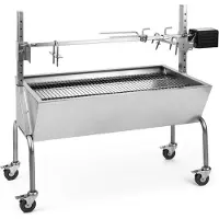 OneConcept Tourne Broche Electrique 2 en 1, Mechoui, Rotisserie et Gril de Barbecue, Broche Cochon de Lait, Tourne Broche Barbecue avec Vitre, Rotissoire, Housse de Pluie, Bbq Grill Barbecue sur Roues