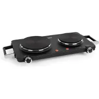 Klarstein Plaque de cuisson électrique 2250W, Plaque Electrique, Plaque 2 Feu, Tables de Cuisson Portable, Rechaud Electrique, Cuisinière Electrique Puissante, Noir