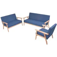 vidaXL Ensemble de canapés 3 pièces tissu bleu