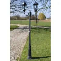 vidaXL Lanterne de jardin à 2 flammes 230 cm vert foncé/noir aluminium