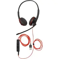 Poly Blackwire 3225 - Casque - serre-tête - bureau/centre d'appels - noir - rouge - binaural - unité de contrôle SCR