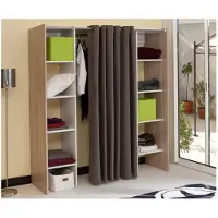 Symbiosis Armoire Spike 112/185cm avec rideau - chêne/taupe