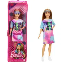 Barbie Fashionistas Poupée en robe Tie Dye, poupée à habiller, poupée de mode