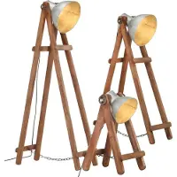 vidaXL Lampadaires 3 pcs argent E27 Mango bois massif