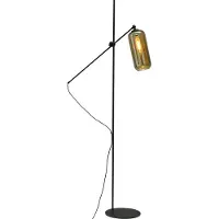 Masterlight Lampadaire orientable Quinto Smoke noir avec verre cylindrique fumé