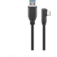 Goobay 66504 Câble USB-C vers USB A 3.0 90°, noir, 3 m - USB 3.0 mâle (type A) > USB-C mâle