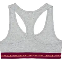 Dim Brassière Fille En Coton Stretch Logo Métallisé Gris Chiné Dim Sport