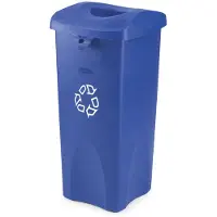 Rubbermaid Corbeille Untouchable, avec logo de recyclage, 87 litres, bleu