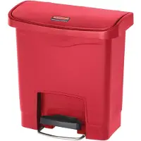 Rubbermaid Poubelle à pédale Slim Jim 1883563 plastique 15l rouge