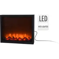 Huismerk Cheminée électrique | Feu de cheminée avec effet de flamme LED électrique boîtier métallique noir 41x25 cm