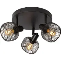 Lucide MAREN - Plafonnier encastré, diamètre 37 cm - 3 ampoules E14, couleur noire