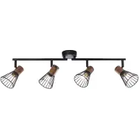 Brilliant Lampe Manama Tube de spot 4flg bois foncé/noir mat | 4x D45, E14, 18W, adapté aux lampes à incandescence (non incluses) | Têtes orientables / bras orientables