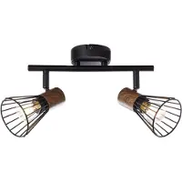 Brilliant Lampe Manama Tube de spot 2flg bois foncé/noir mat | 2x D45, E14, 18W, adapté aux lampes à incandescence (non incluses) | Têtes orientables